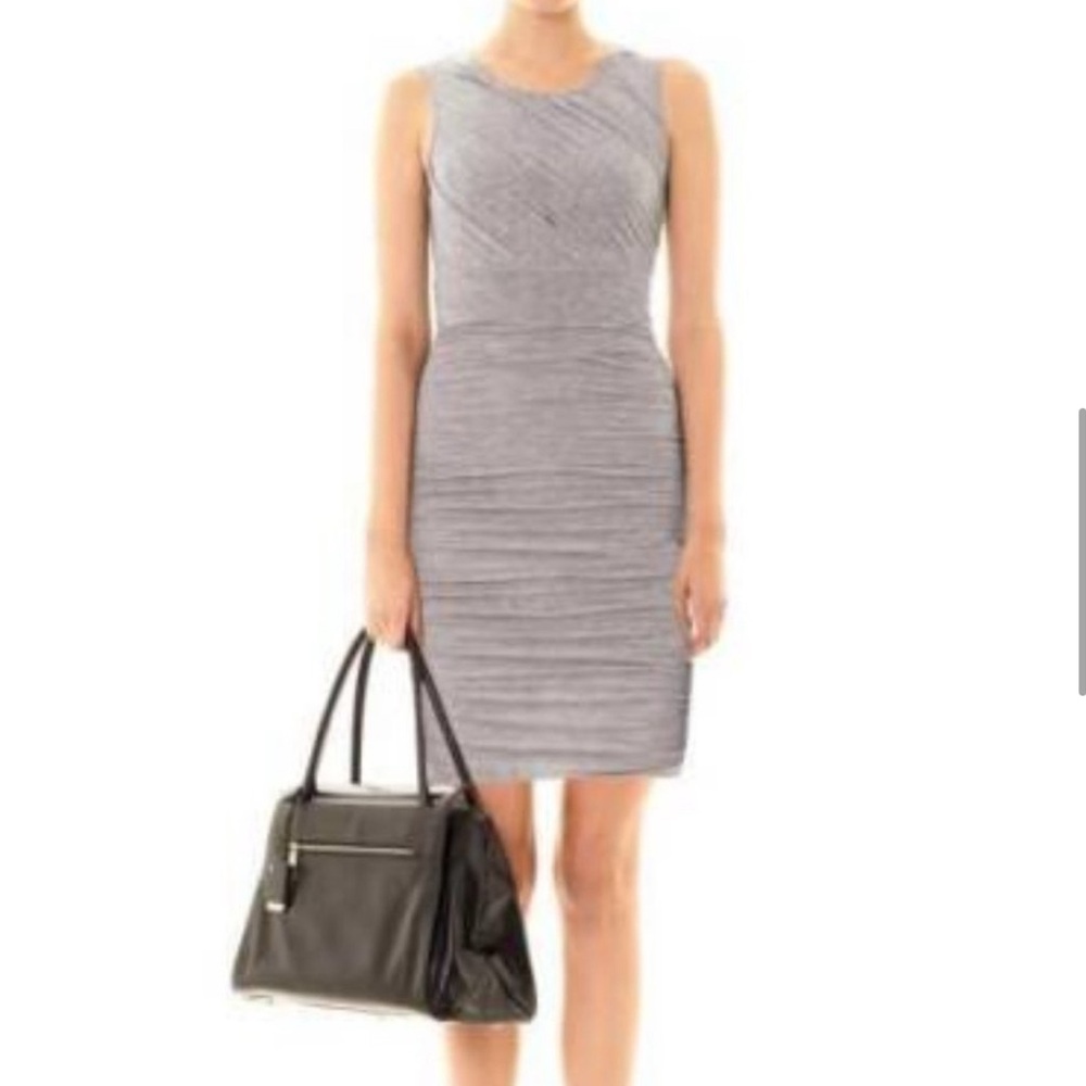 DVF‎ Diane Von Furtenberg Angelina Ruched Jersey Dress Gray Medium Draped Mini